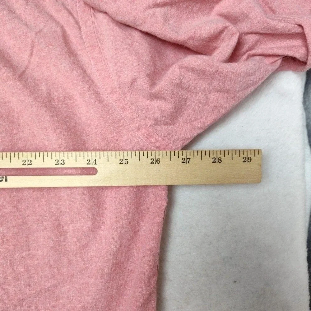 Lands' End Shirt Mens L Pink Oxford OCBD Button-Up Cotton Pockets Made In USA
